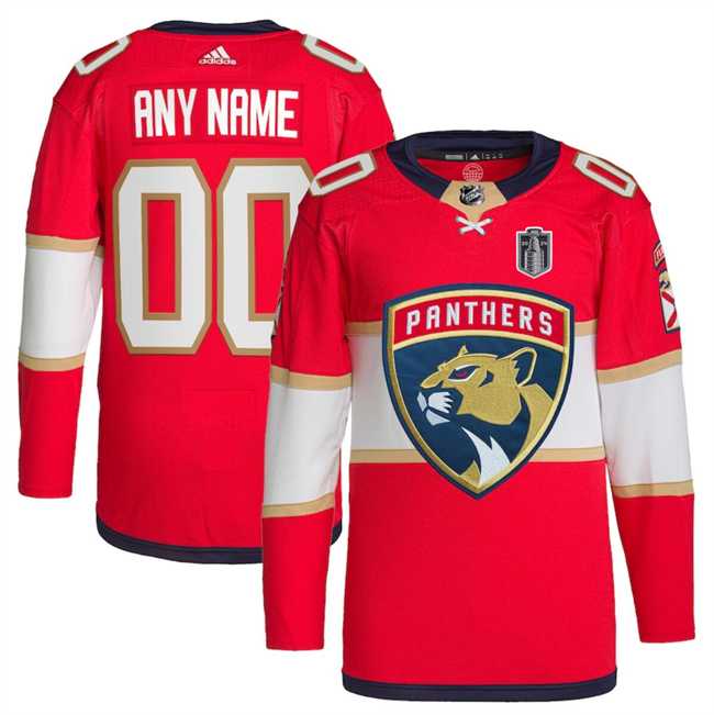 Men%27s Florida Panthers Custom Red 2024 Stanley Cup Final Patch Stitched Jersey->customized nfl jersey->Custom Jersey